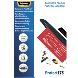 Fellowes Laminating Pouches K Card 65x95mm 175micron Gloss Pack of 100
